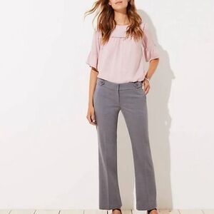 LOFT Gray Button Tab Julie Trousers